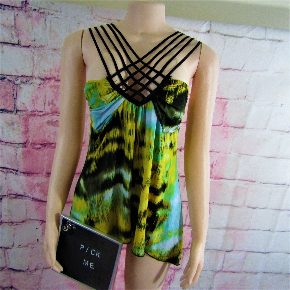 Sushiflower Criss Cross Animal Print Top Size M